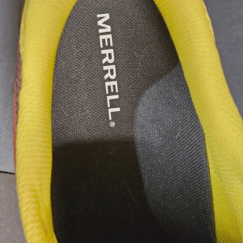 Merrell Shoes 11.5 Trail Running Hiking Orange Lime Grip Like new Condition
